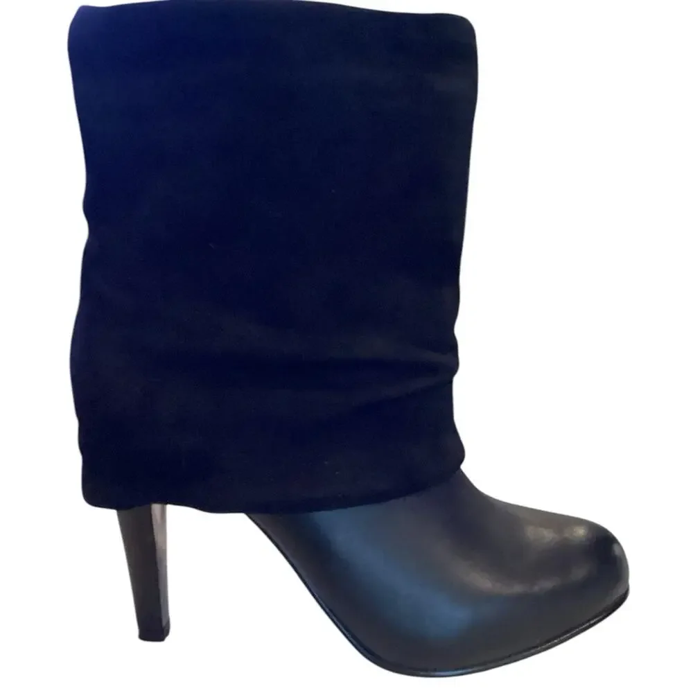 Franco Sarto Women's Black Ankle Booties Fold-Over Block Heel Size‎ 8 M